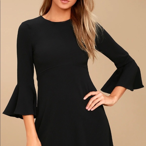 Lulus Center of Attention Black Flounce Sleeve Dress - Picture 2 of 4